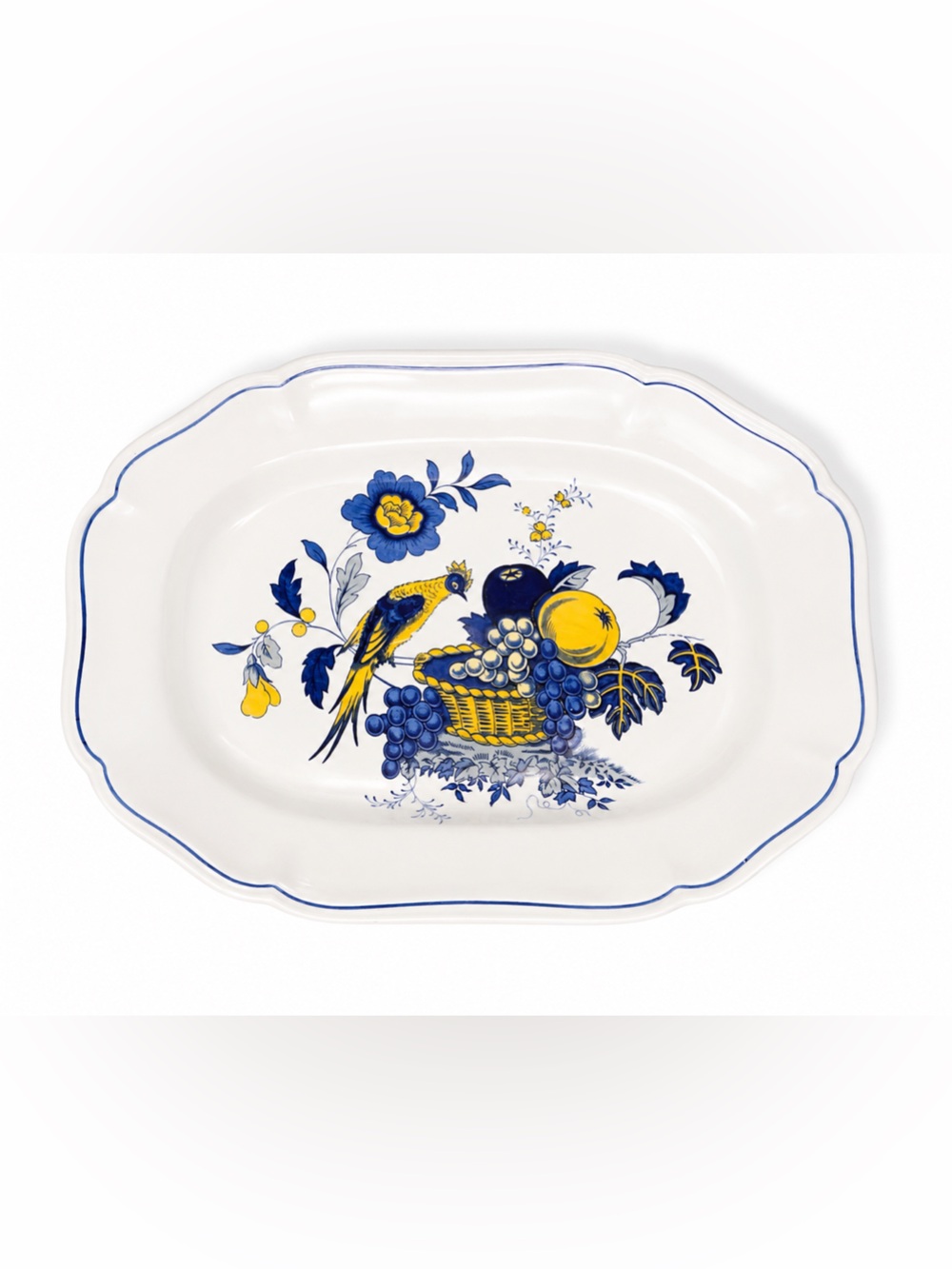 Vintage Spode Blue Bird S3274 Oval Serving Dish England Blue Yellow Floral Bird
